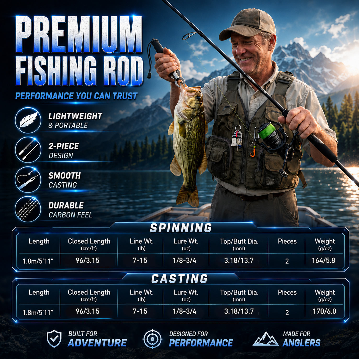 Sougayilang 1.8m Fishing Rod F - Freshwater Line recension och pris